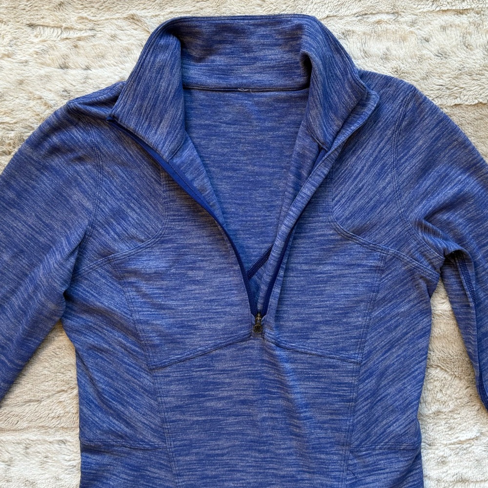 Lululemon Kanto Catch Me 1/2 Zip in Heathered Sapphire Blue Size 6 - Picture 8 of 16